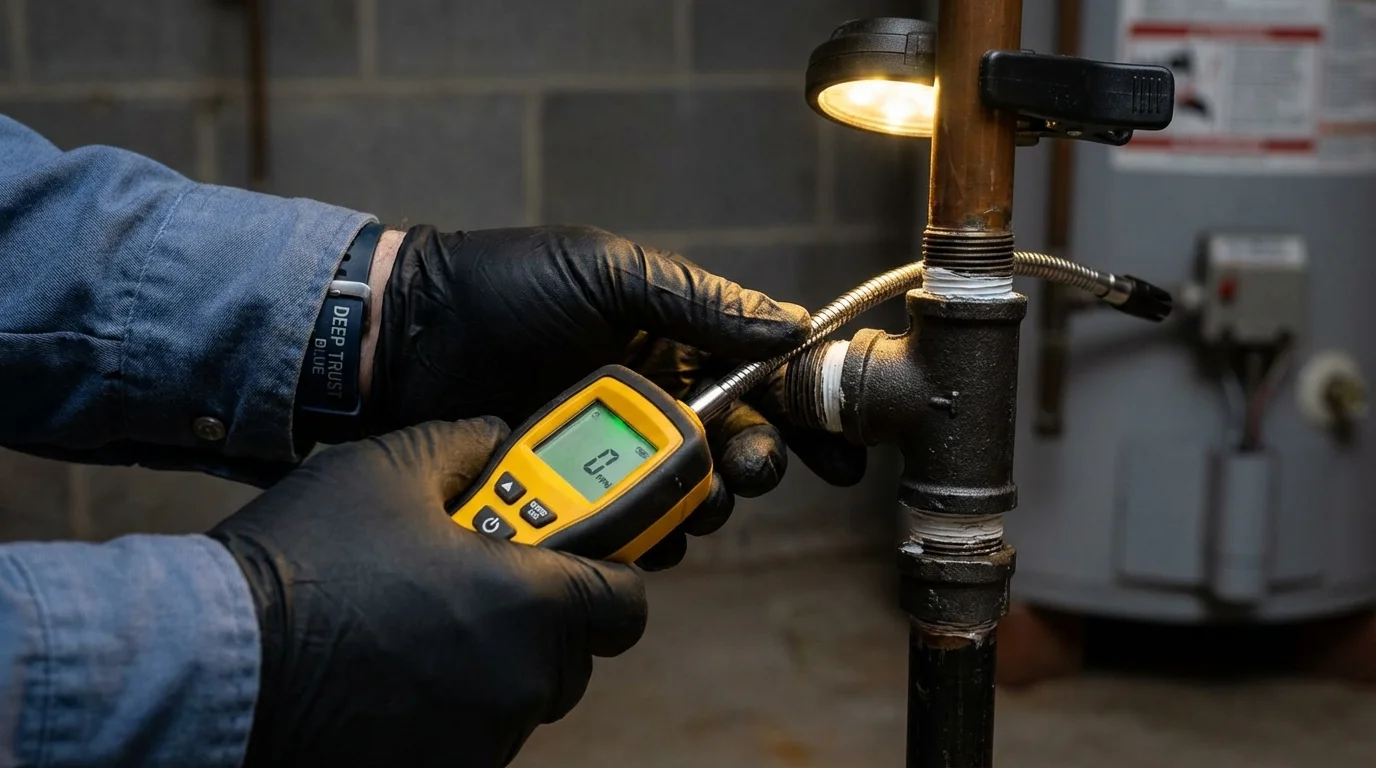 Gas leak detection with electronic sniffer by Johns Plumbing LLC in Oakwood